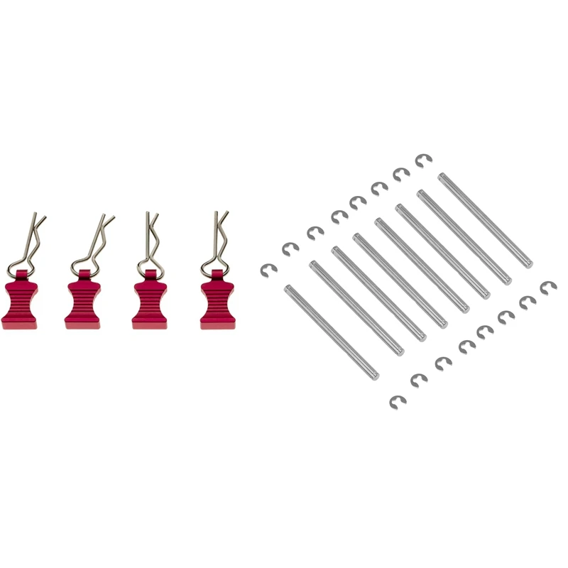 

4 шт., R-образные булавки для корпуса Axial SCX10 TRX4 Pink и 8 шт. булавок Для Подвески 44 мм с E-образными зажимами