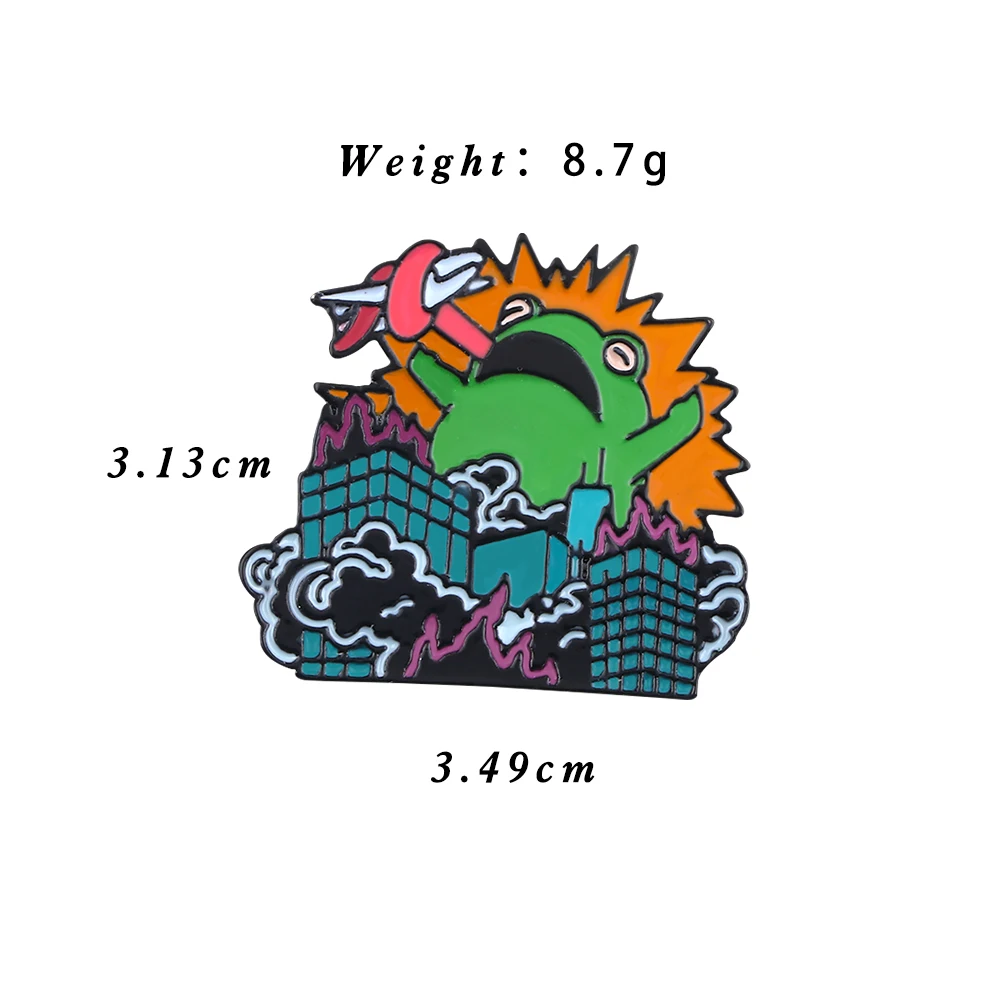 Cartoon Frog Warrior Brooches Enamel Pins Angry Animal Monster Destroy City Badges Pin Clothes Lapel Jewelry Gifts For Women Men | Украшения