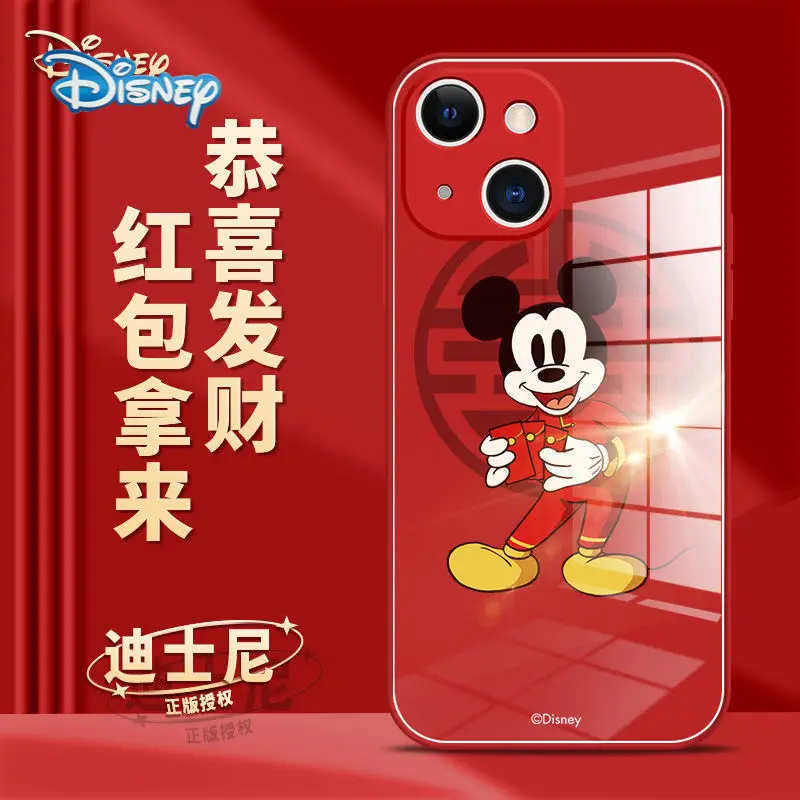 

2022 Chinese style Disney Phone Case for iPhone 13 13Pro 12 11 Pro X XS Max XR 7 8 Plus Cartoon Anti-Fall Cover New Year Gift