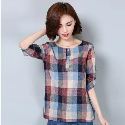 2020 женские блузки рубашки повседневная одежда длинный рукав хлопок и лен топы