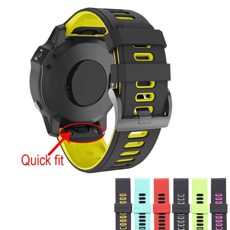 26 22mm Watchband for Garmin Fenix 6X 5X 5 Plus 3 3 HR Forerunner 935 845 Watch Quick Release Silicone Easy fit Wrist Band Strap 26 22mm silicone quickfit watchband for garmin fenix 6x 6 pro watch easy fit wrist band strap for fenix 5x 5 plus 3 3hr watch
