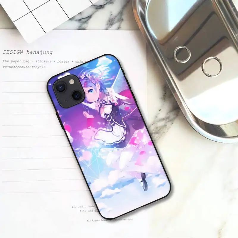 ruichi hot anime rezero ram rem phone case for iphone 11 12 mini 13 pro xs max x 8 7 6s plus 5 se xr shell free global shipping