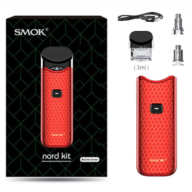 Red Smok Nord Pod vape комплект с аккумулятором 1100 мАч 3 мл картридж сетка спиральная электронная сигарета Vape pod Kit vs SMOK novo - Цвет: Red
