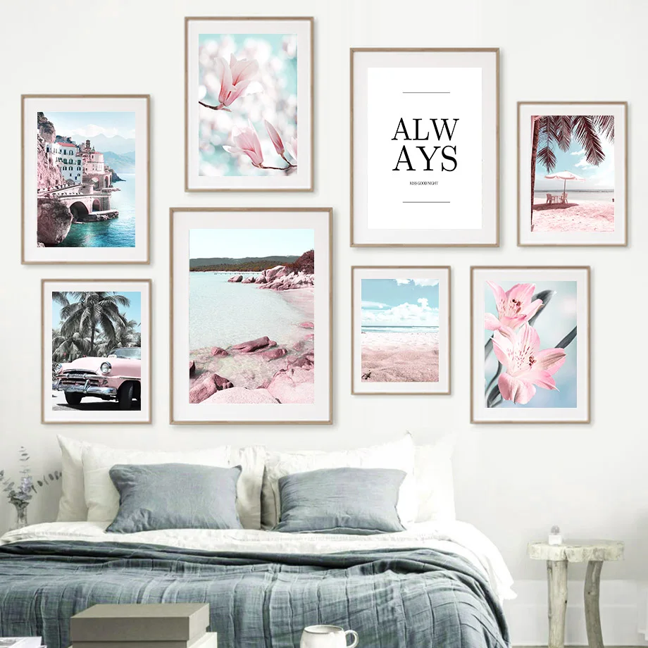 

Beach Stone Tree Car Flower Building Sea Wall Art Canvas Painting Nordic Posters And Prints Wall Pictures For Living Room Decor