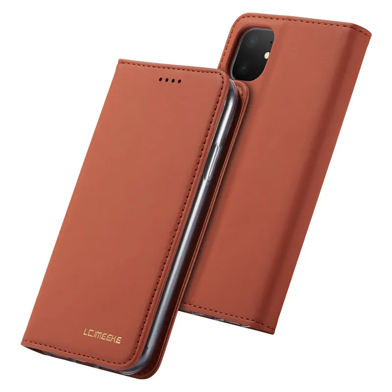 Для iPhone 11 чехол для iPhone 11 Pro Max чехол кожаный бумажник чехол для телефона для iPhone 11 Pro Чехол откидной Магнитный кожаный чехол - Цвет: Brown