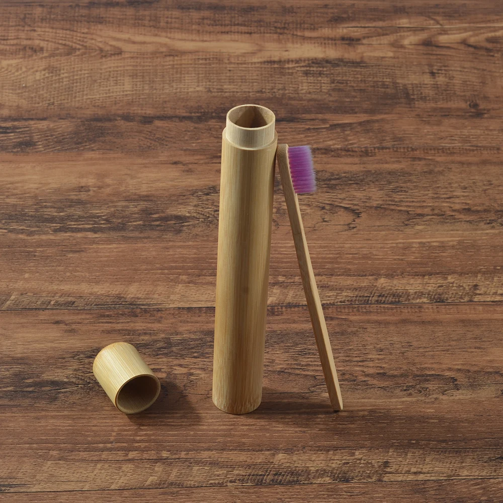 Экологичный бамбуковый чехол с зубной щеткой красочная мягкая щетина