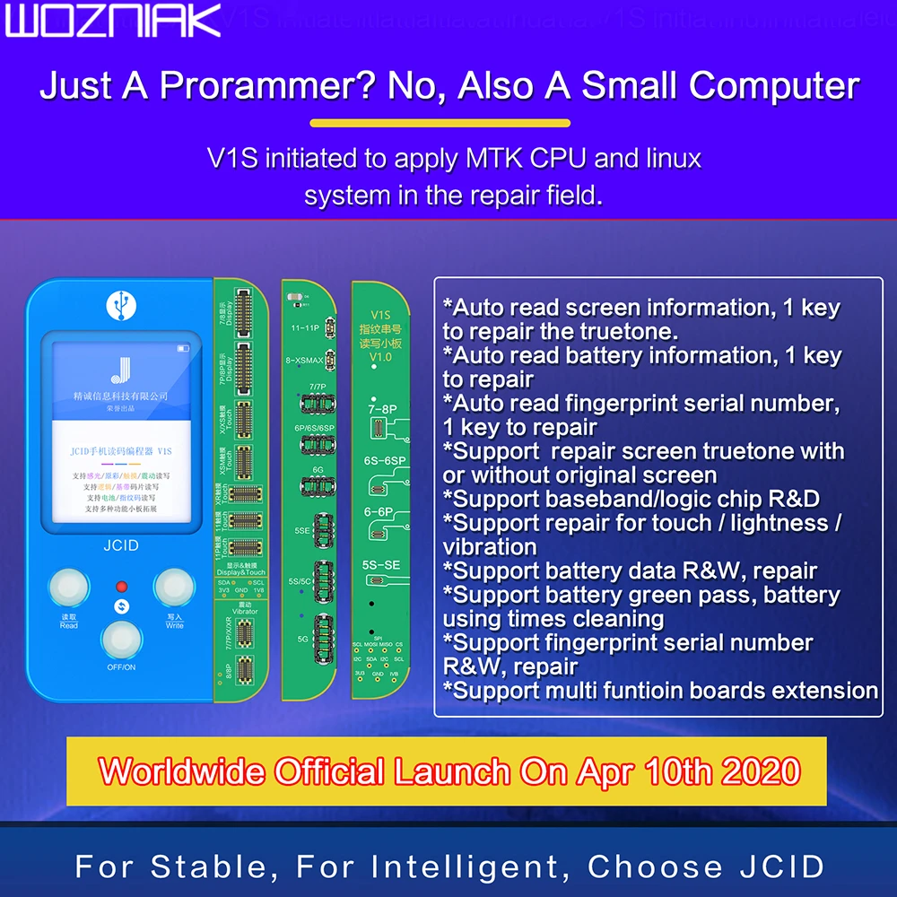 JCID V1S For IPHONE 7 8 8P X 11 PRO MAX Photosensitive Original Color Touch shock Battery Fingerprint Serial Number Programmer |