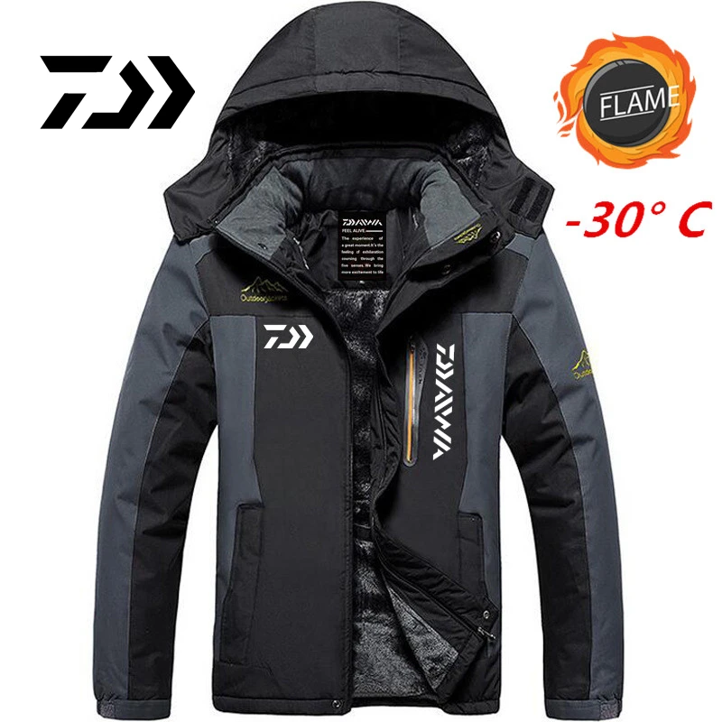 

DAIWA Рыбалка одежда осень-зима Водонепроницаемый толстые пуховики Зимняя куртки для мужчин из плотного флиса на открытом воздухе Рыбалка ру...