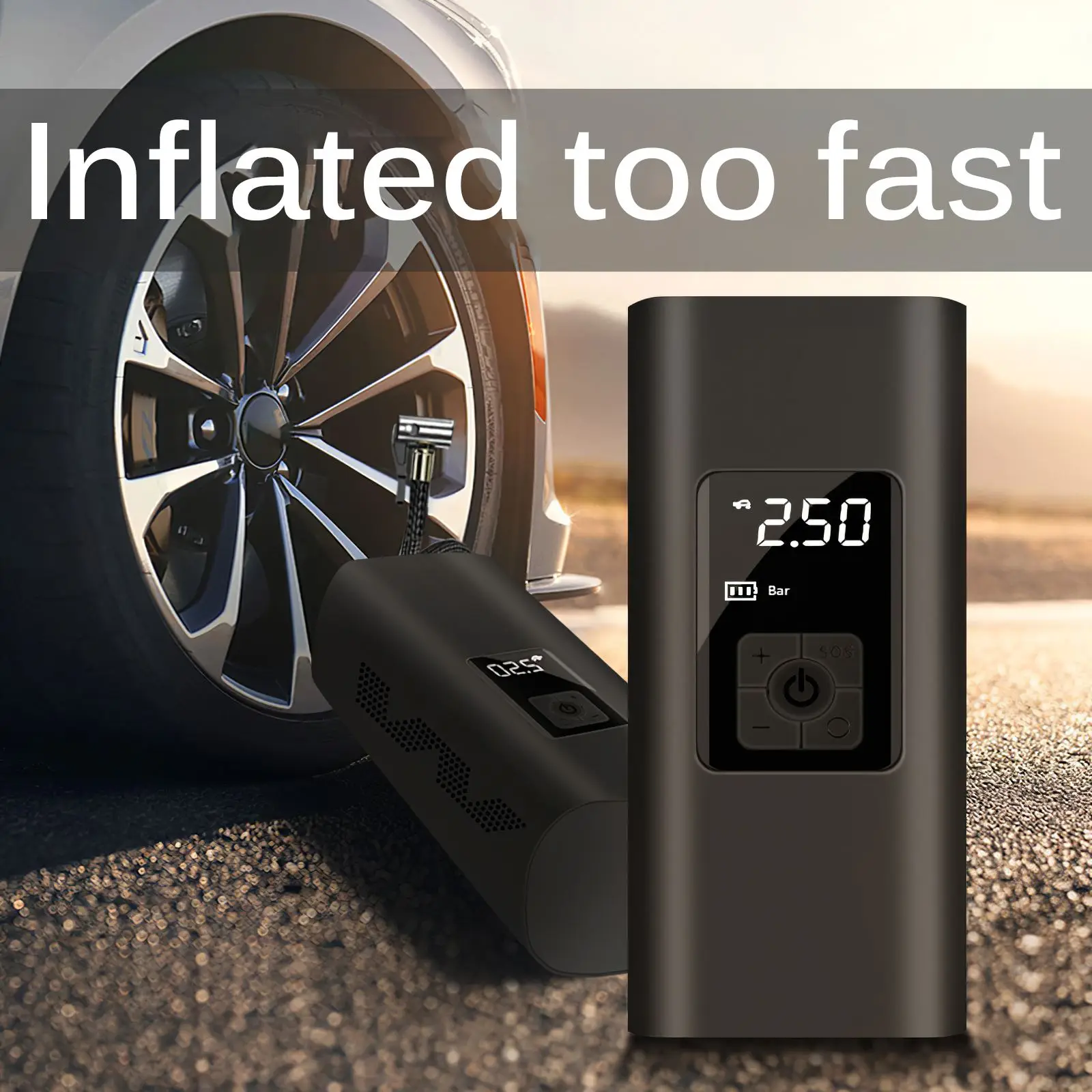 

12V Built-In 6000mAh Battery Rechargeable Air Pump Tire Inflator Portable Compressor Car Tyre Pump For Car Bicycle Tires Balls