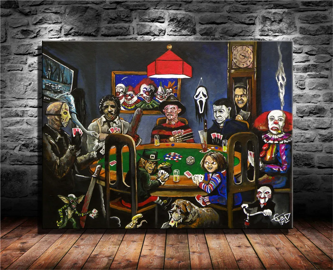 Хэллоуин ужас Фредди пятница 13 картина маслом Современные настенные