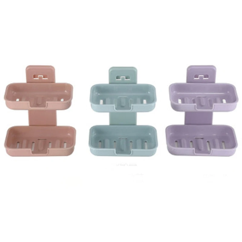 Ванная комната стены клей Пряжка присоска пластик двойной Мыльница полка для