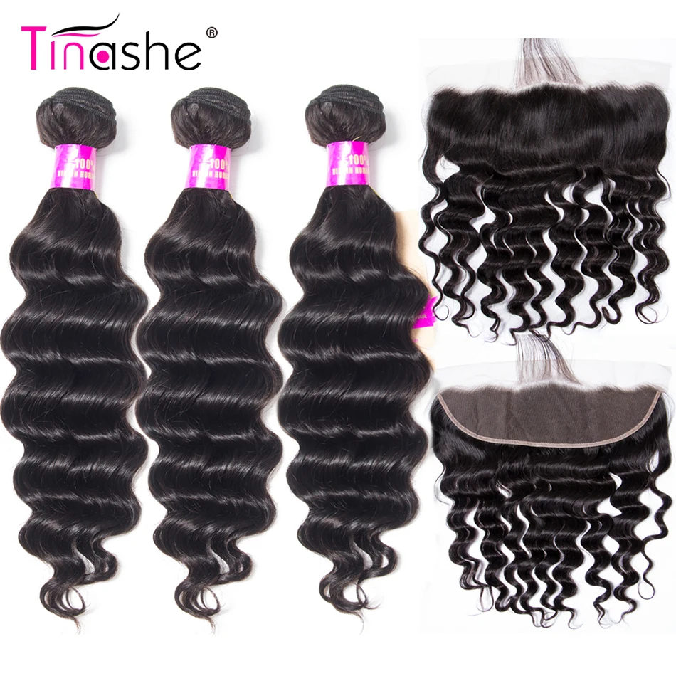 Волосы Tinashe свободные с глубокой волной пучки фронтальной бразильской шерстью