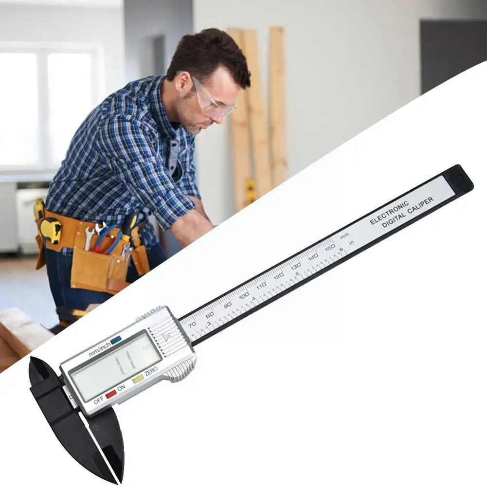 

6" 150mm Carbin Fiber Electronic Digital Vernier Caliper LCD Micrometer Gauge X9L4