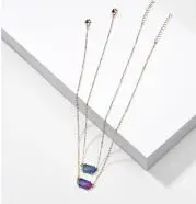 

2020 New Fashion multicolor transparent small hexagon resin Pendant Necklace for Women