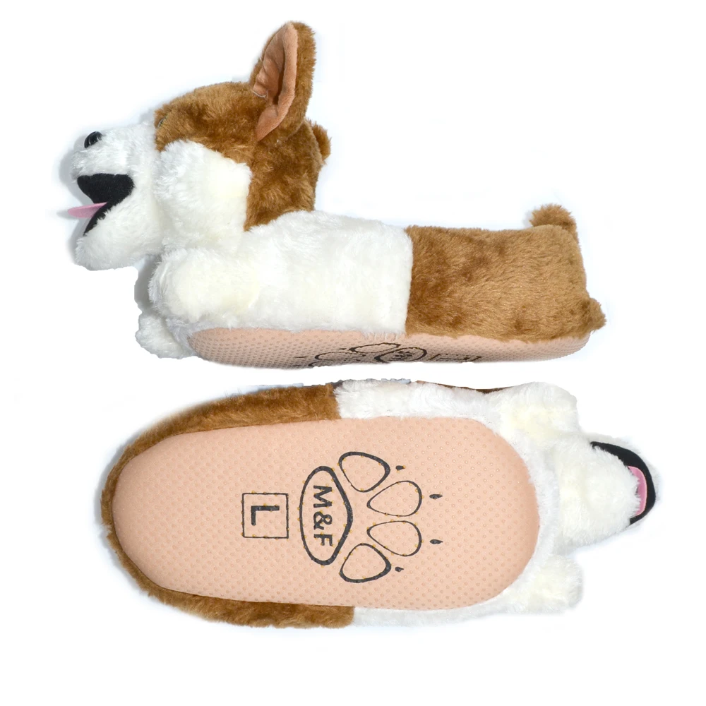 Millffy/классические плюшевые тапочки Corgi Плюшевые с изображением собаки Обувь