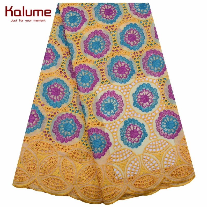 Африканская кружевная ткань Kalume с отверстиями вышивка камнями швейцарская