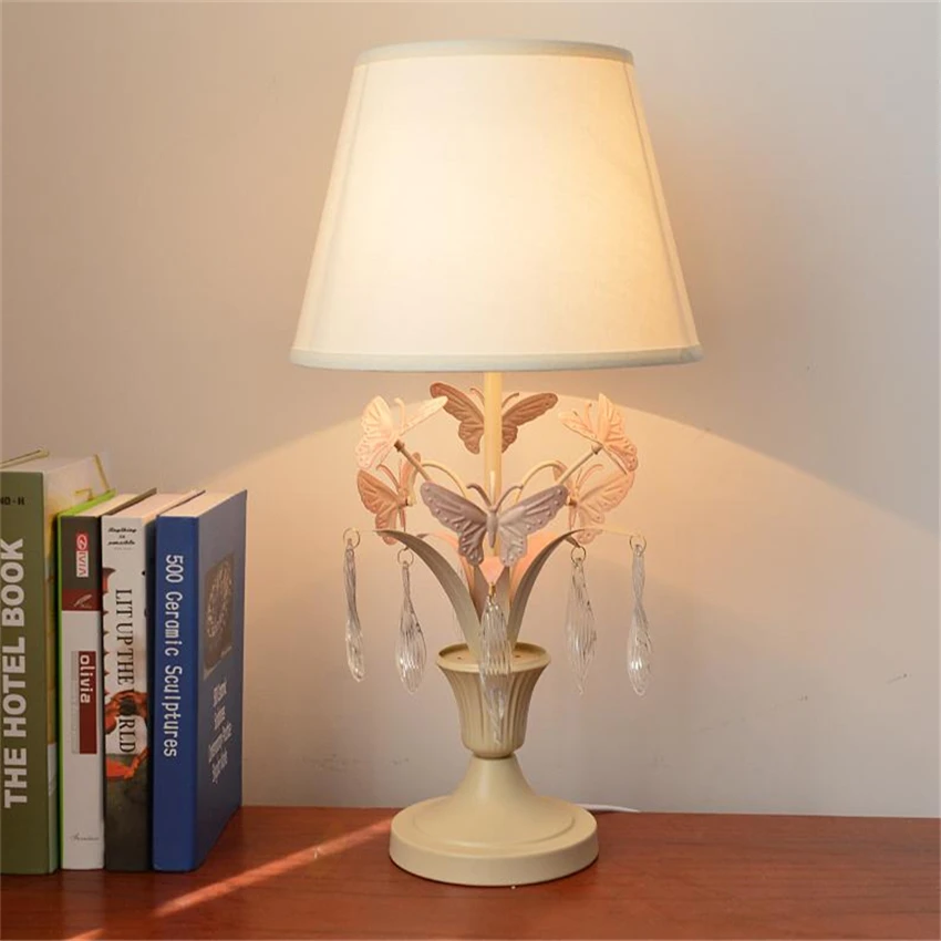 

American Pastoral Bedroom Butterfly Table Lamp Modern Princess Girl Crystal Decor Living Room Bedside Dining Room Villa Lights