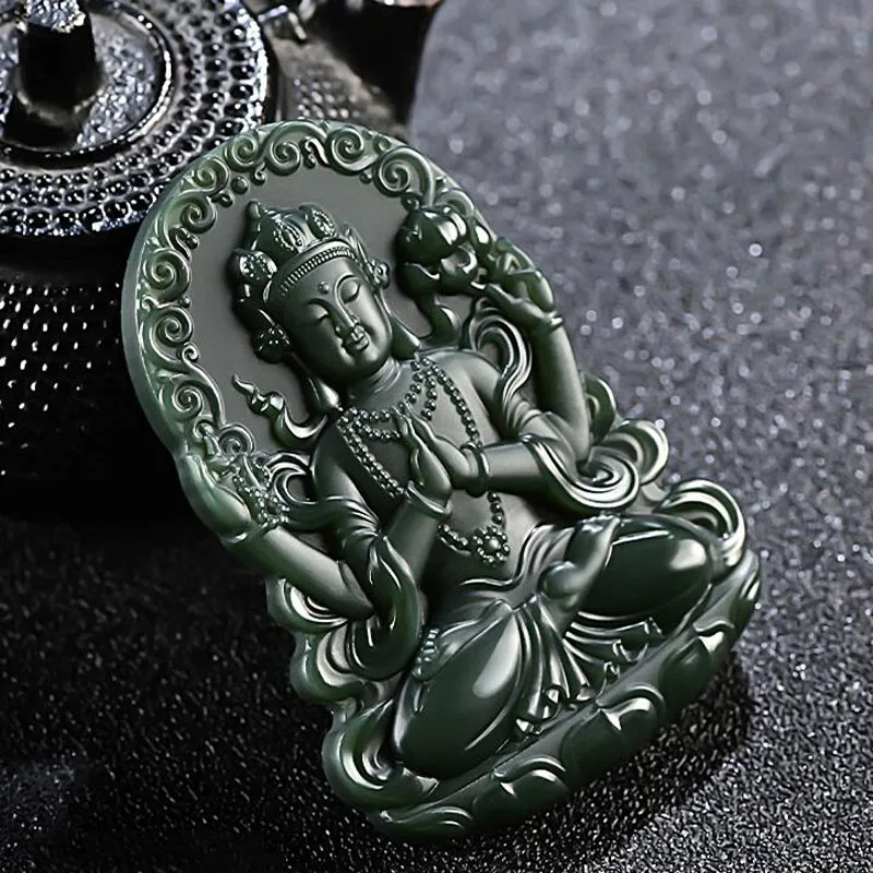 Натуральный подлинный кулон Hetian из нефрита подарок ожерелье Гуаньинь Брендовые