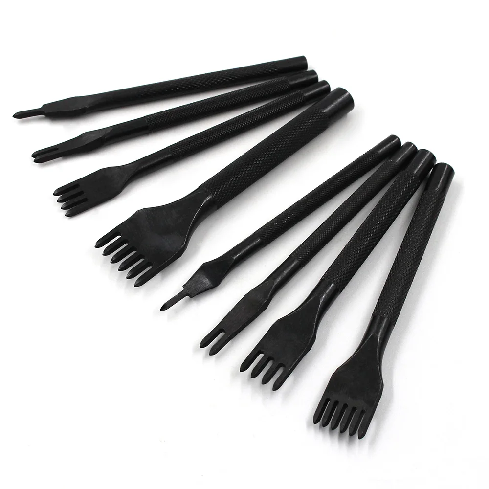 4 Style black leather tools sculpting Leather Craft Hole Punch Tool Diamond Point Chisel Professional 1+2+4+6 teeth | Дом и сад