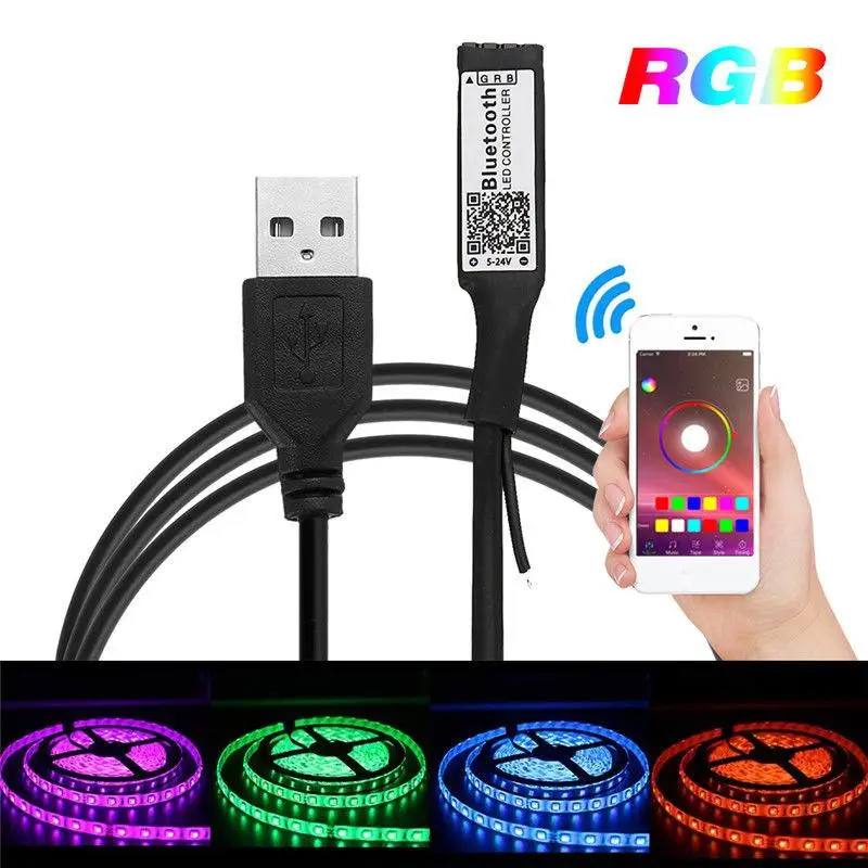 

LED Controller USB Remote 3528 Home Decor LED Dimmer Controller Durable Bluetooth Adjustable 5050 RGB Controller