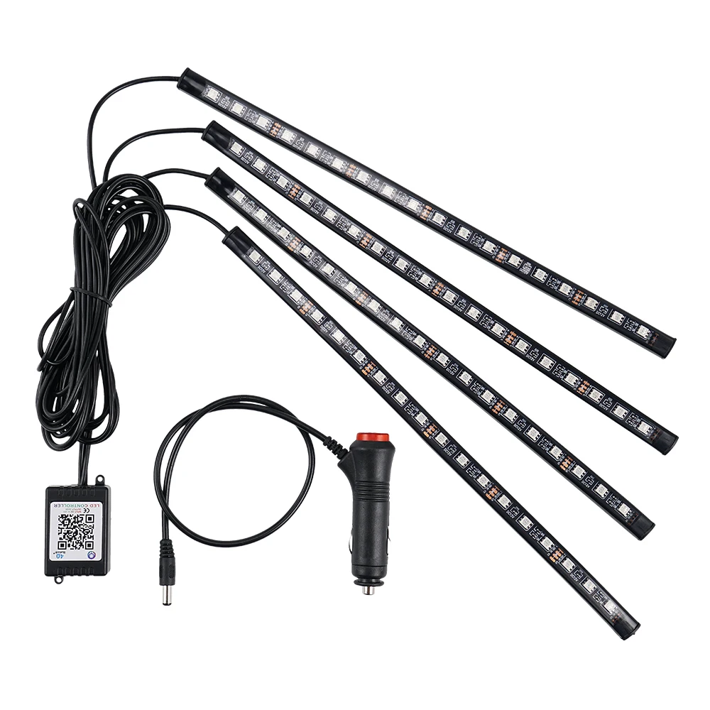 

Atmosphere Lights RGB 18 LED DRL Strip Light Car Auto Remote Control Interior Floor Decorative Flexible LED Cigarette lighter