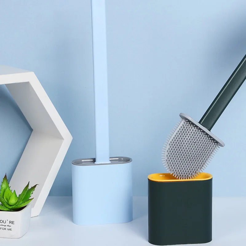 Силиконовая щетка для унитаза с держателем набор мягких щетин плоской головкой