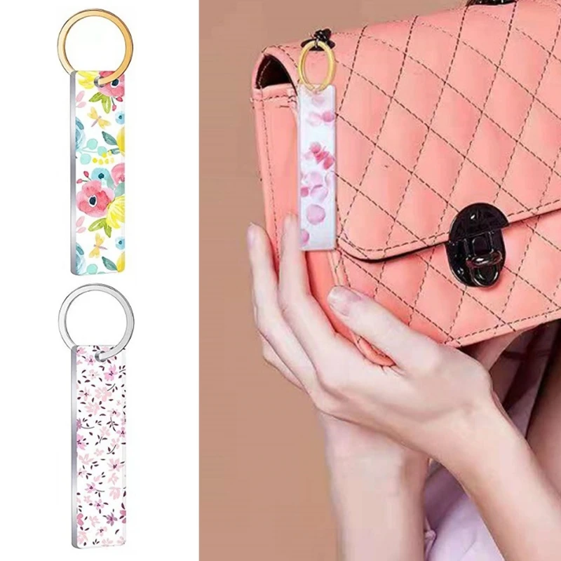 

XXFD 40Pieces Blanks Song Key Chain Acrylic Keychains Blank Acrylic Transparent Rectangle Discs with 30Pieces Metal Key Chain