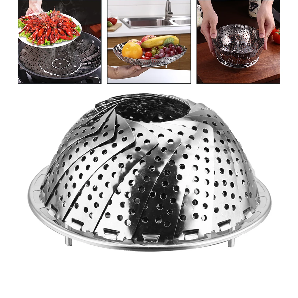 

Stainless Steel Lotus Steaming Tray Multi-Function Changeable Fruit Tray Retractable Folding Magic Steamer Tray Steaming Rack