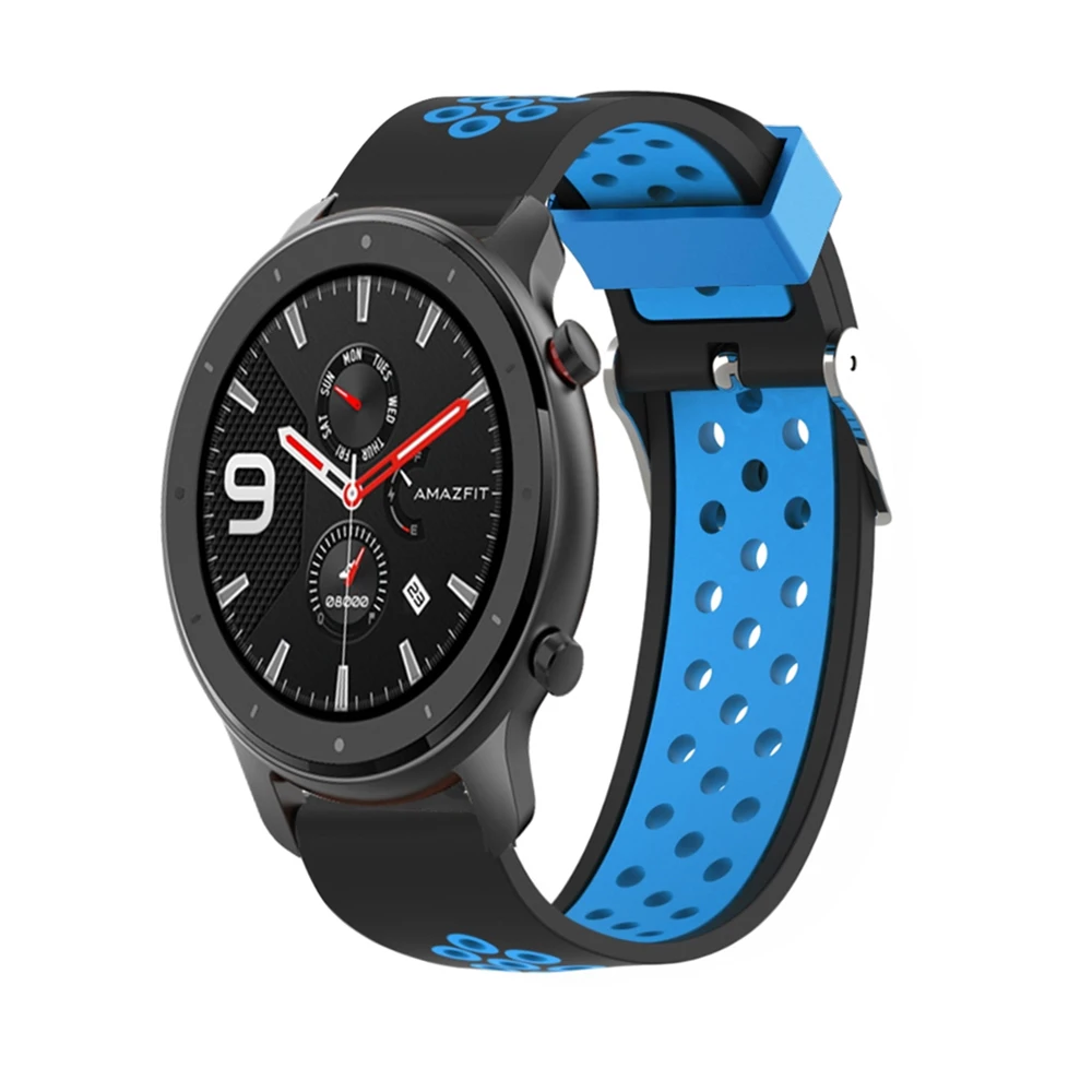 HANGRUI 20 мм 22 мм мягкий силиконовый двухсторонний Браслет Для Xiaomi Huami Amazfit Bip Amazfit GTR 47 мм 42 мм силиконовый сменный ремешок