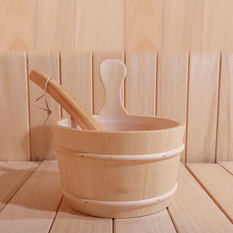 

Sauna Bucket with ladle Sauna Accessories for Steam Room , Sauna Bucket,Ladle, Plastic Liner Included