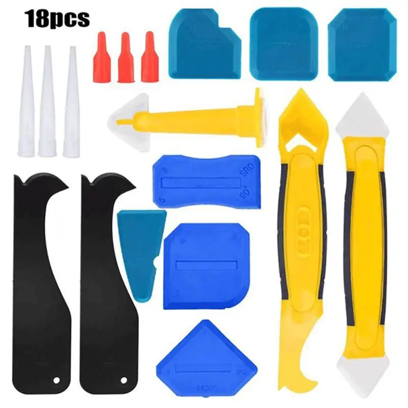 

18PCS Silicone Glass Cement Kit Scraper Sealant Remover Tool For Caulking Sealant Finishing Grrout Window Floor Removal