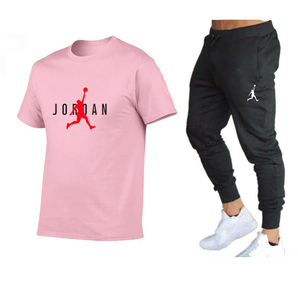 

Hot-Selling Summer T-Shirt Pants Set Casual Brand Fitness Jogger Pants T Shirt Hip Hop Fashion Men's Tracksuits