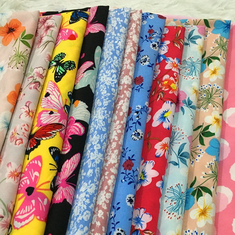 

50D Flowers Printed Chiffon Fabrics for Sewing Clothes Tops Dress Blouse DIY Quilting Dabric Per By The Meter 100*150cm