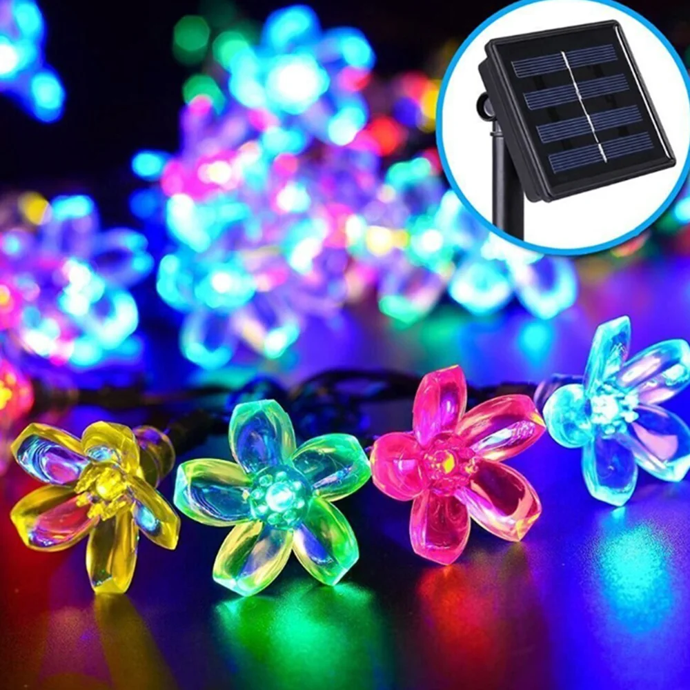 

7M Solar Light Flower String Lights Sakura Lights Indoor/Outdoor Decorative String Fairy Lights With 8 Flash Changing Modes
