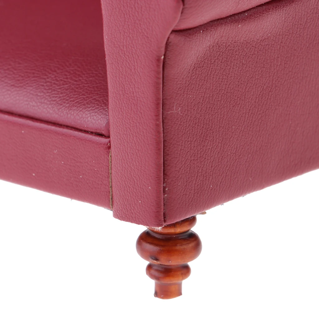 Европейский стиль 12-й кожаный длинный диван кукольный домик мебель для гостиной