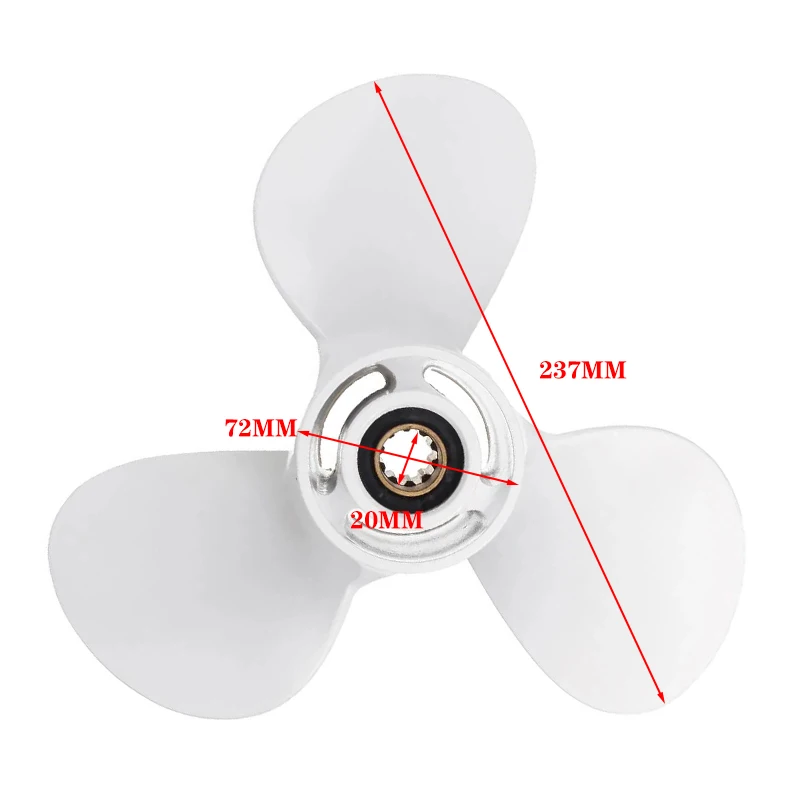 

664-45947-01-EL 9 7/8 x 11 1/4 Aluminium alloy Boat Outboard Propeller For Yamaha 20-30HP White 10 Spline Tooth 3 Blades