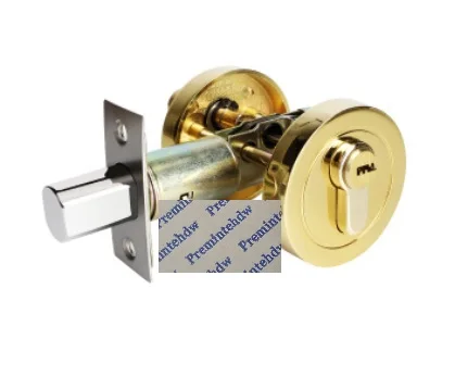Цинк скрывает круглый дверный замок Handless Deadbolt ключи Thumbturn матовый черный Золотой Красный Бронзовый сталь - Цвет: Gold