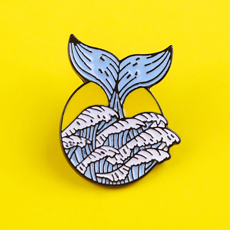 Ocean Sea Wave Brooches Whale Tail Badges on Backpack Pin for Clothes Enamel Pins Backpacks Badge Jewelry Accessories | Дом и сад