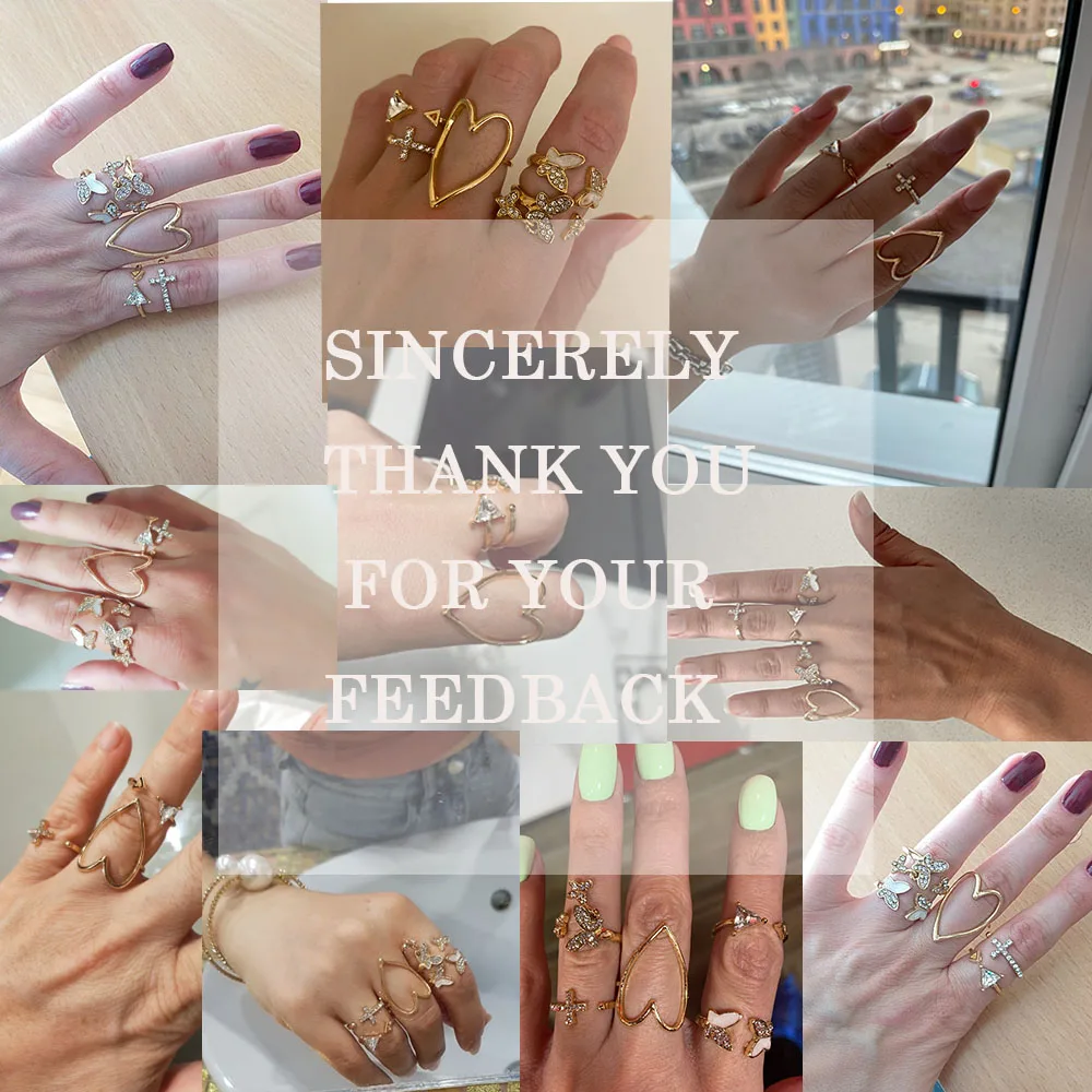 Набор колец в богемном стиле Женский винтажные золотистые комплекты с декором