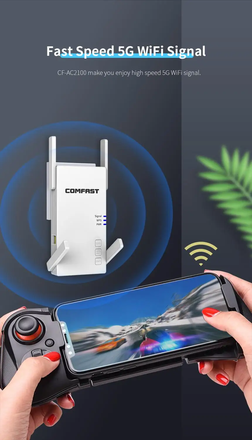Роутер-повторитель AC2100 5GWiFi двухдиапазонный усилитель сигнала Wi-Fi антенна 4 х3 дБи