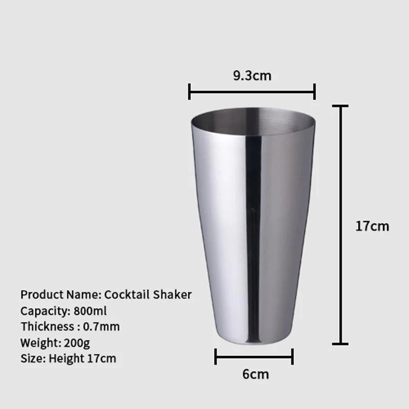 

OAPE 800ml Boston Glass Bartends Beer Barwar Bar Tool Stainless Steel Mixer Wine Cocktail Shaker Set Bartenders Kit Bar Setting