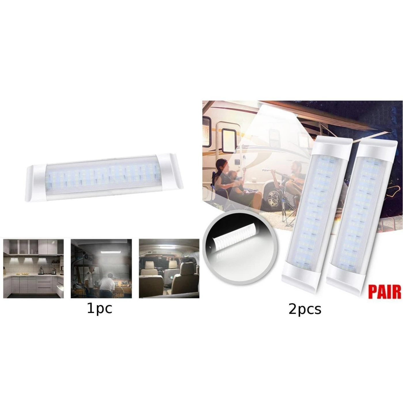White Car LED Lights 6500K Accessories Aluminum Base Auto For RV 72LED | Автомобили и мотоциклы