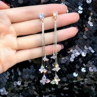 new fashion women crystal butterfly drop earrings female elegant long tassel dangle earrings 2020 statement party jewelry gift