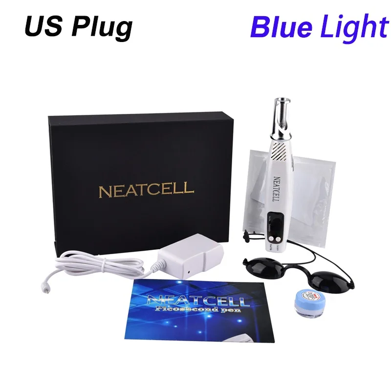 US Plug-Blue Light Тату шрам с веснушками, удаление темных пятен, мини лазерная пикосекундная ручка для кожи, пигментная терапия, Антивозрастной уход для дома, салона, спа, красоты - Цвет: US Plug-Blue Light