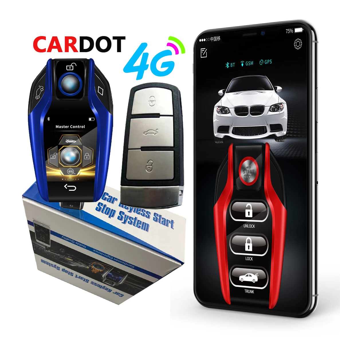 

Cardot Long-distance SOS Liquid Crystal Remote Control Start Stop Engine Unlock Lock Smart Ignition System Car Alarm