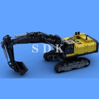 moc building block electric volv excavator construction vehicle building block toy compatible with lego