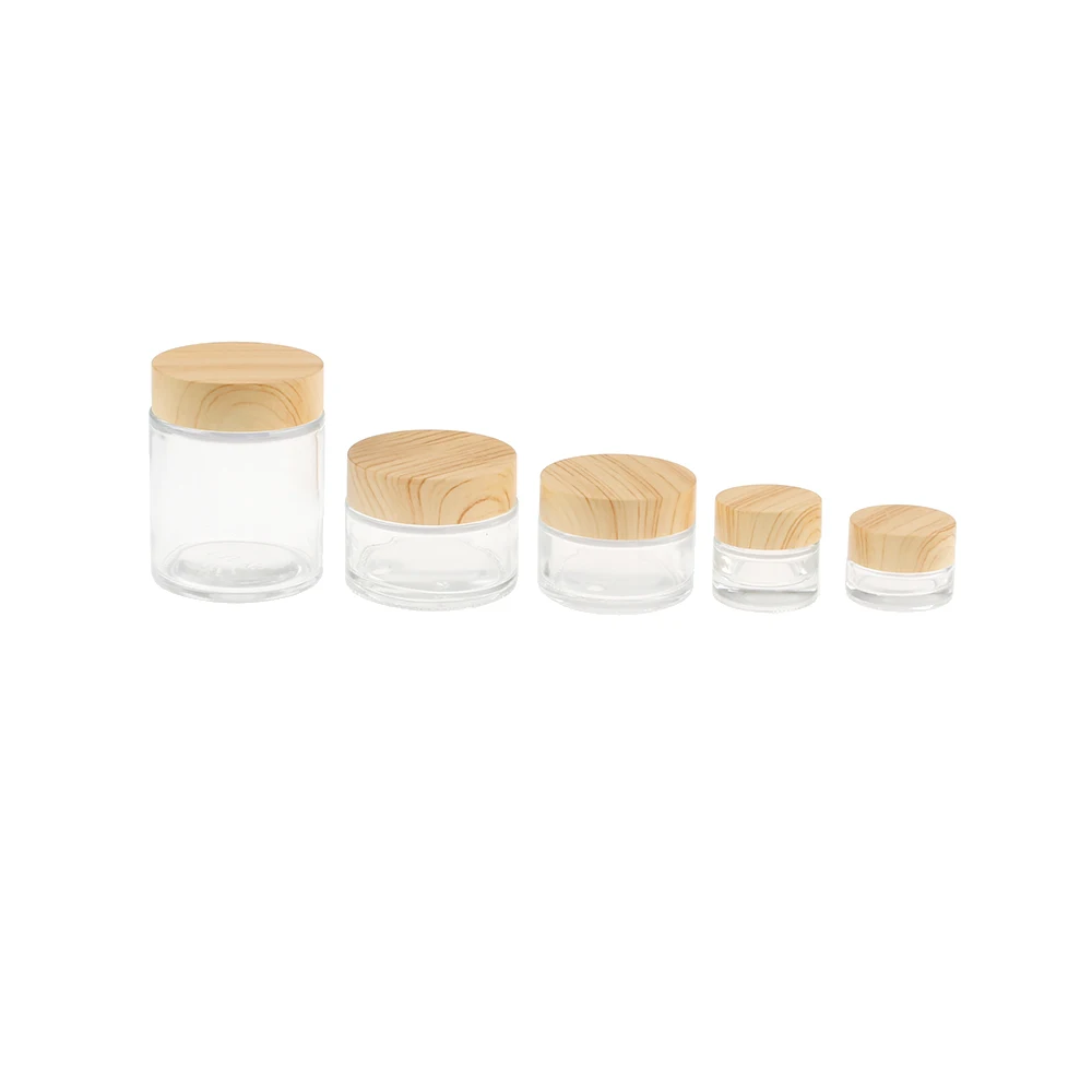 

1pc Wood Grain Glass Cream Box Frosted Face Cream Bottled Portable Travel Mask Cosmetic Liquid Lotion Refillabe Bottle