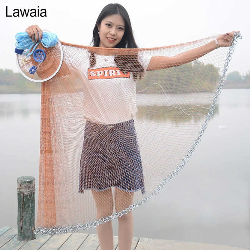 Lawaia кастинговая сеть падающая ручная метательная рыболовные сети диаметром 2 4-4 м