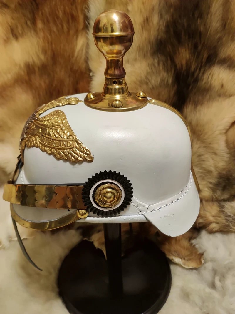 German military helmet white Knight helmets halloween party wearable Prussian helmet leather retro helmet dome military masks