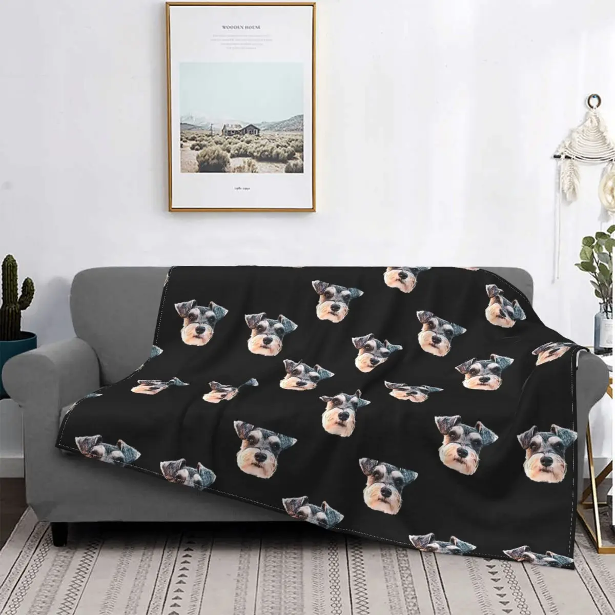 Buy Cobertor em miniatura engraçado do lance do velo do cão de schnauzer cobertores para o sofá cama quarto quente colcha